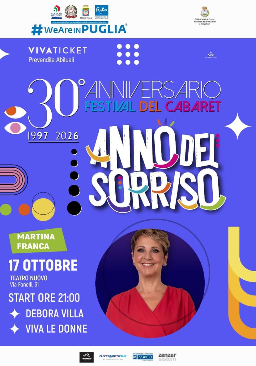 Tour Anno del Sorriso 30°Anniversario Festival del Cabaret "Debora Villa in Viva le Donne" Tappa di Martina Franca Teatro Nuovo