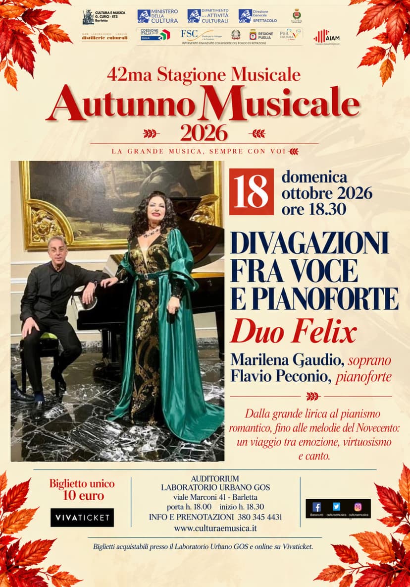 DIVAGAZIONI FRA VOCE E PIANOFORTE  -  Duo FELIX - Marilena Gaudio, soprano - Flavio Peconio, pianoforte